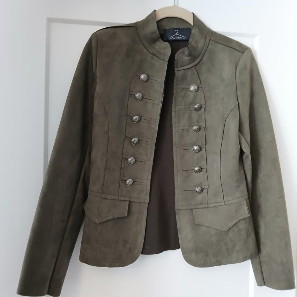 New Collection, made in Italy Olive Green Military Style Women's Jacket/blazer